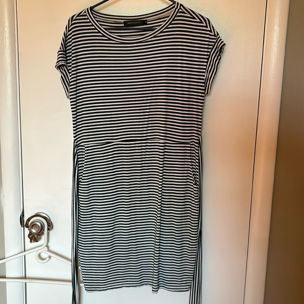 Green and White Striped Dress